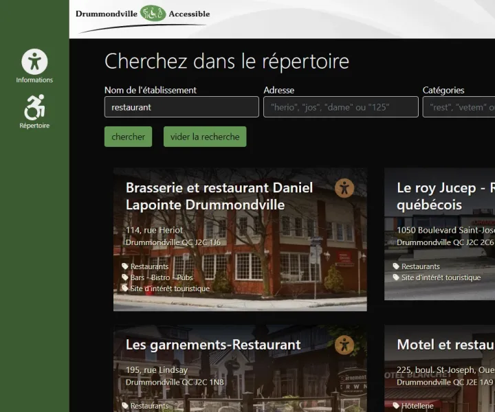 site drummondvilleaccessible de l'APHD